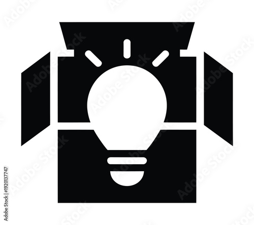 Vector of a studio light bulb with adjustable reflectors for photography