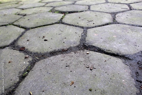 Stone pavement texture.
Beautiful Seamless pattern for background.
Concrete hexagonal paving blocks.