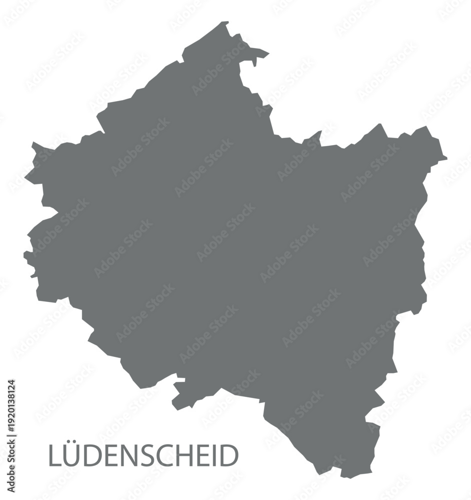 Obraz premium Luedenscheid city map with boroughs grey illustration silhouette shape