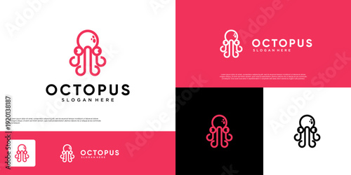 underwater animal symbols, octopus tentacles, modern abstract, colorful style, graphic design illustration.
