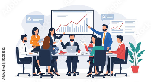 Business Meeting with Financial Growth Chart Presentation.