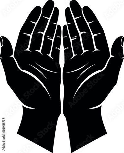 A pair of hands clasped together in a gesture of prayer or gratitude.