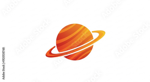 Vibrant orange planet with ring in space