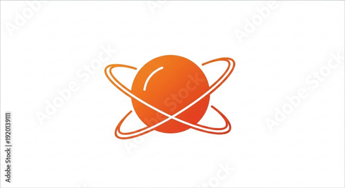 Vibrant orange planet with dynamic orbiting rings in space