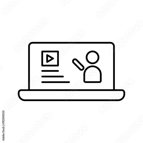 Online Course Icon Outline. Education and E-learning Symbol. Vector Illustration