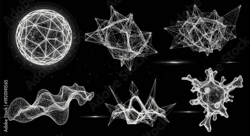 Stunning white geometric shapes on black background