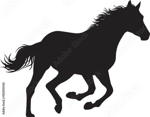 Black silhouette of a running horse illustration isolated on transparent background vector