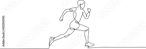 Single continuous line drawing of young agile man runner run relax. Individual sport with competition concept. Trendy one line draw design. one line Icon drawing