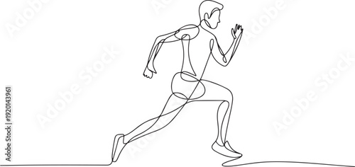 Single continuous line drawing of young agile man runner run relax. Individual sport with competition concept. Trendy one line draw design. one line Icon drawing