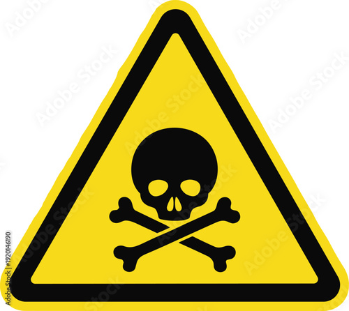 skull and crossbones warning sign  toxic Poisonous Substance hazard, triangle symbol  danger