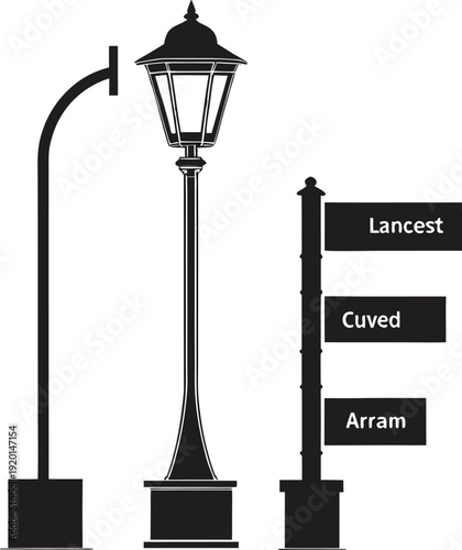 Simple black silhouette of a podium and lectern on transparent background
