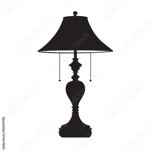 Elegant black swan silhouette with curved neck on transparent background