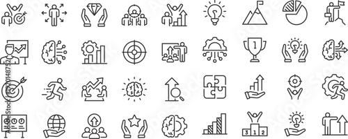 Startup web icons. Business, Creative, idea, marketing, target, developement, collection. Editable stroke. Vector