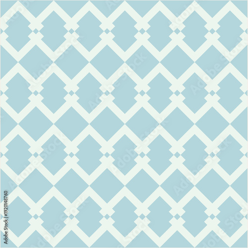Seamless light blue geometric rhombus pattern background with repeating diamond shapes for vintage design projects and modern textile prints, creating a serene and elegant decorative backdrop