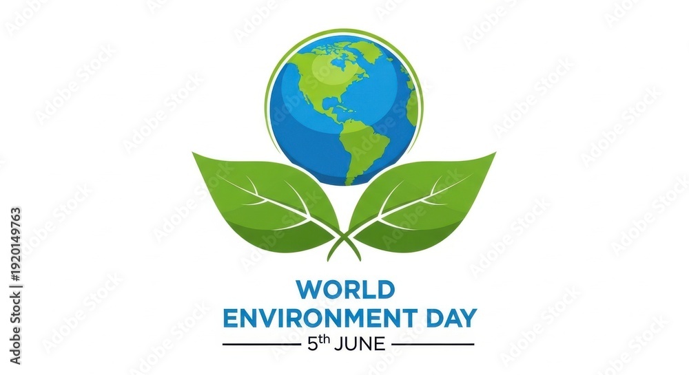 Fototapeta premium World environment day logo with globe and leaves