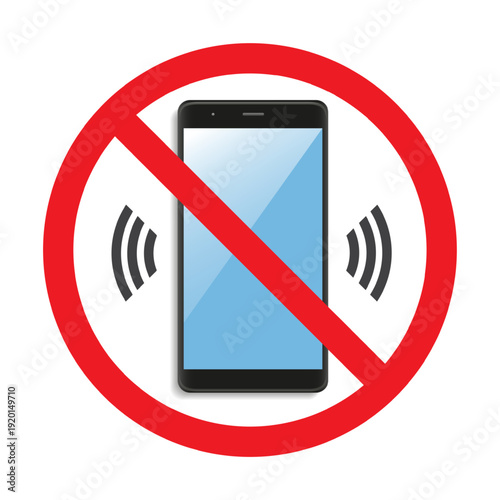 Telephone prohibition icon showing no phone usage vector illustration