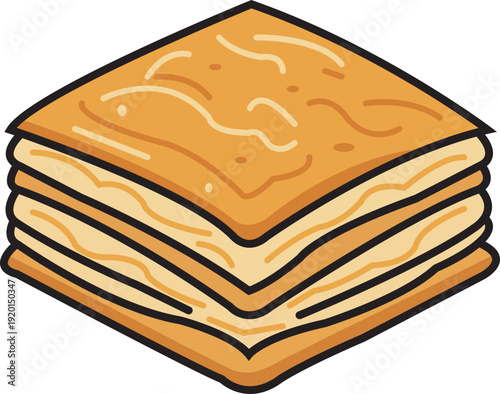 Golden Puff Pastry Stack Sweet Dessert Illustration