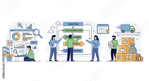 Business process optimization and workflow management illustration.