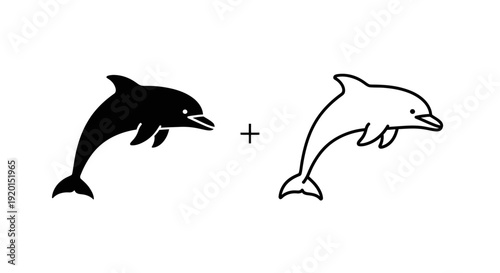 Dolphin silhouette vector illustration set of two different dolphin styles Vector