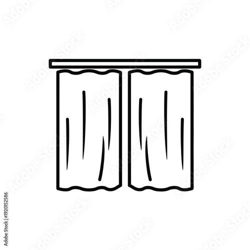Window curtains with a rod graphic