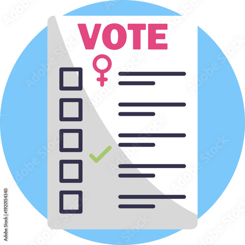 Represents women’s right to vote and political participation, symbolizing equality, civic voice, and democratic empowerment.