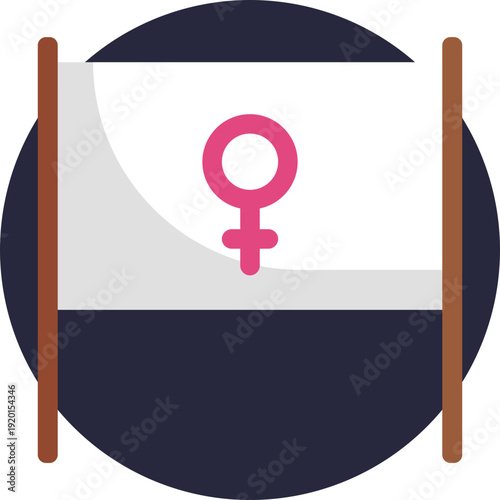 A banner symbol representing advocacy, protest, and collective action for gender equality.