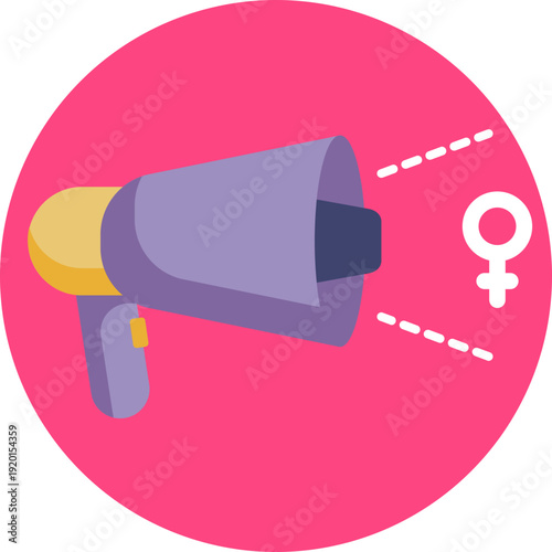 Represents speaking up, raising awareness, and amplifying women’s voices and gender equality issues.