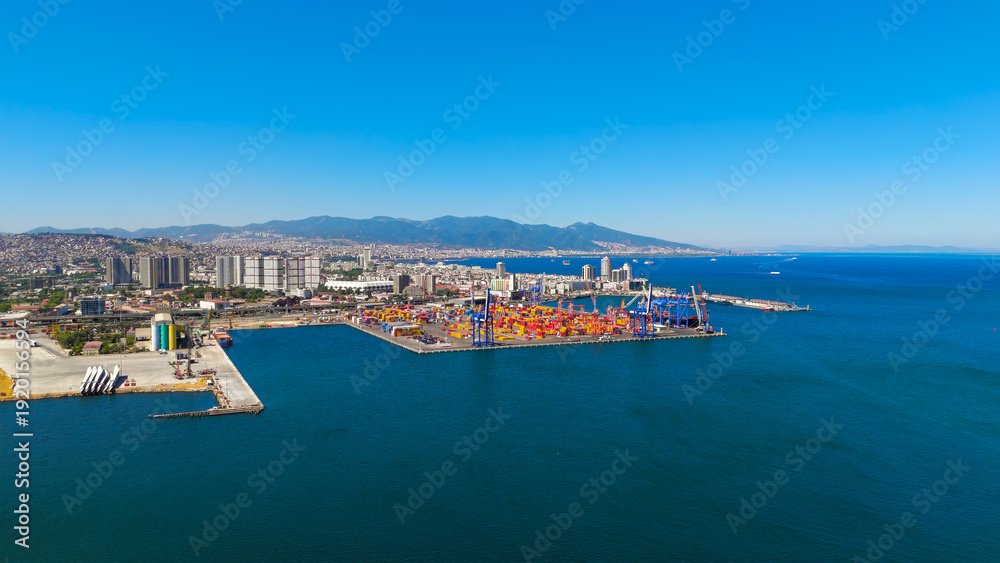 custom made wallpaper toronto digitalIzmir, Turkey. Aerial view of Izmir Port container terminal with stacking area and large cranes for cargo operations on sunny summer day. Aerial view.