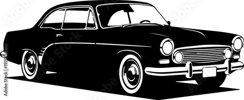 vintage car isolated on white silhouette