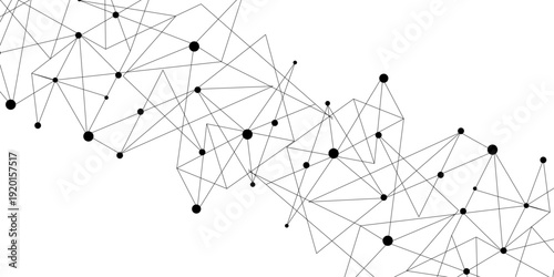 Technology abstract white digital background of connected dot with black line .many squares and rectangle shapes .Internet connection network high digital technology with connecting points and