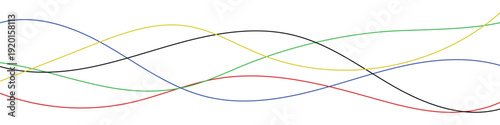colour line, abstract wavy line stripes with the colors of blue, yellow, black, green and red. Olympics games colour. 