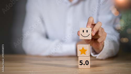Bild auf Leinwand Achieving customer satisfaction and high ratings is essential for brand reputation and business growth