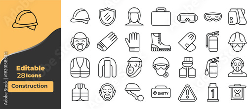 Construction safety hard hat shield gloves boots vest fire extinguisher