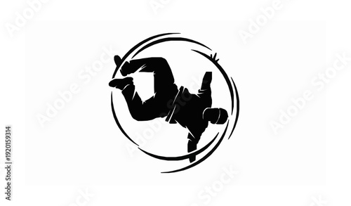 Hip hop windmill breakdance silhouette vector illustration isolated on white background