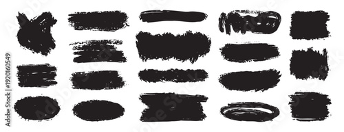 Paint brush stains set. Dirty artistic elements for text, labels. paintbrush grunge stamp collection