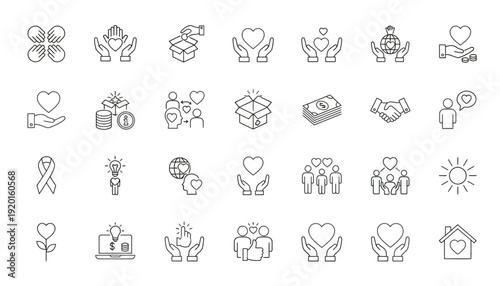 Various gifts and presents with hearts are being exchanged in a joyful celebration setting with happy people