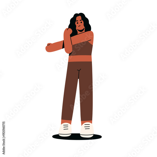 Flat vector illustration of women stretching and warming up before exercise. Suitable for sports apps, gym promotions, wellness blogs, fitness programs, poster and health campaign materials.
