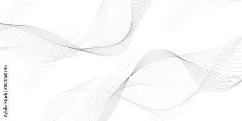 White wave curve lines banner background design. Abstract soft wave lines dynamic flowing gray light isolated background. Vector Illustration of the gray pattern of lines. Black stripes on white .