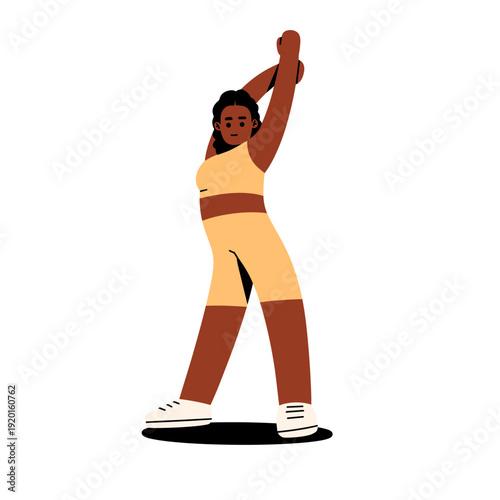 Flat vector illustration of women stretching and warming up before exercise. Suitable for sports apps, gym promotions, wellness blogs, fitness programs, poster and health campaign materials.