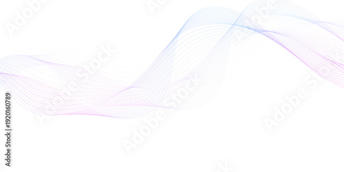 White wave curve lines banner background design. Abstract soft wave lines dynamic flowing purple and blue isolated background. Vector Illustration of the pink pattern of lines. stripes on white.