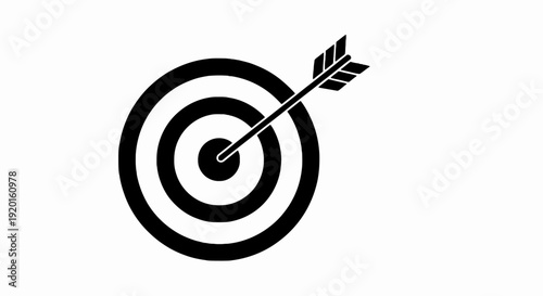 A black arrow hits the center of a target in a precise shot.