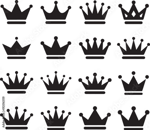 Royal crown icons collection set. Big collection crowns. Vintage vector crown.
