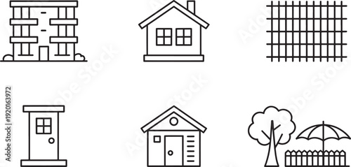 Building and structure house fence gate tree