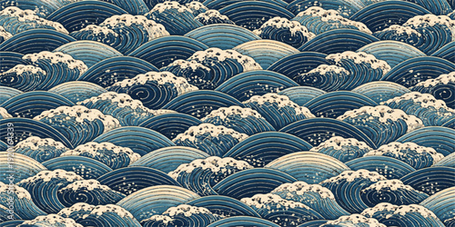 An abstract winter landscape features a textured pattern of glossy spheres, triangles, and plates frozen in a white and blue sky