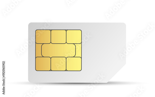 SIM card vector icon with mobile phone chip design, modern 3D style illustration isolated on white background for gsm technology, telecommunications, smartphone interfaces, apps, web design, and