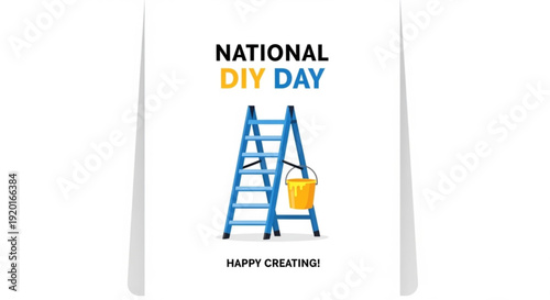 Colorful party supplies emerge from a gift box with balloons and confetti on a blue background for celebrations