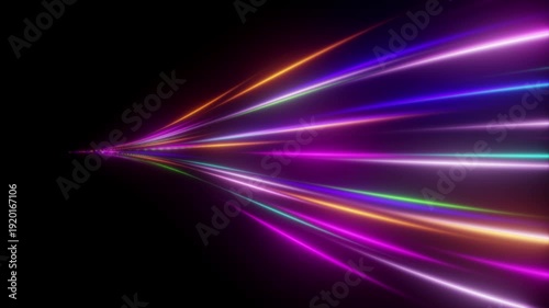 Intense Vibrant Neon Energy Path Vortex Flow Light Rays in Space Energy Field 4K Transparent Overlay Alpha Channel.