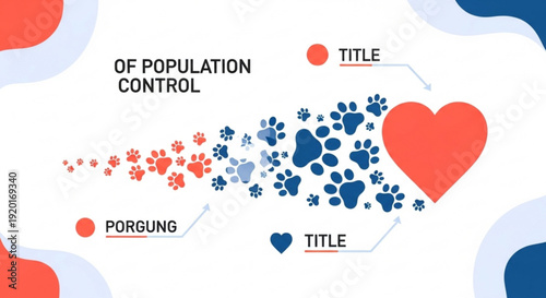 Pet population control concept with heart and paw prints