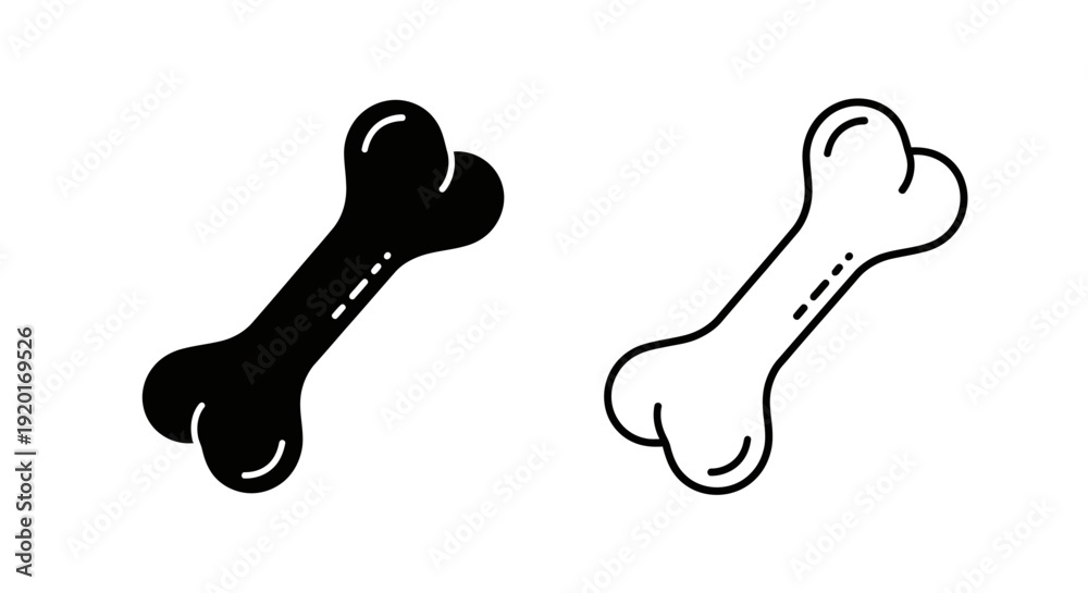 Fototapeta premium Two dog bones, one black and one white, isolated on white background Vector