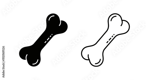 Two dog bones, one black and one white, isolated on white background Vector